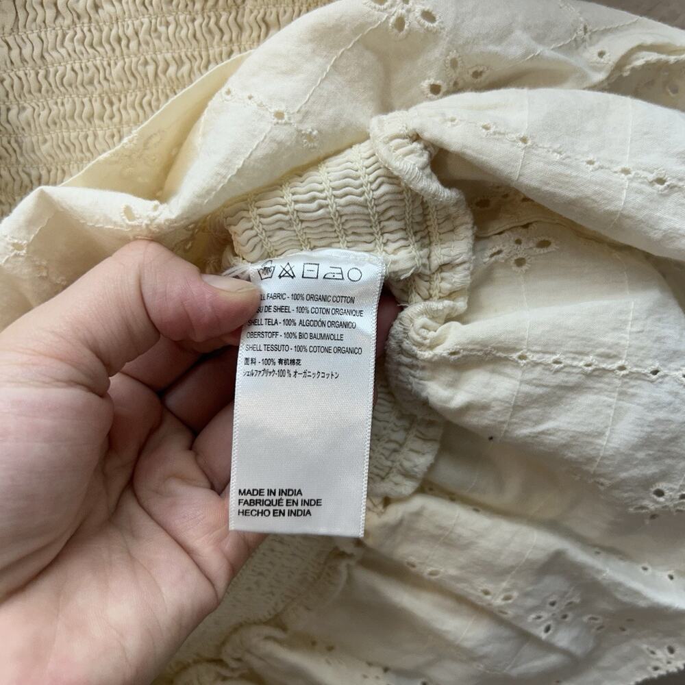 Cleobella SZ M Ivory Smocked Mini Dress‎ Boho Cottagecore Puffed Sleeves SZ M - Picture 9 of 9